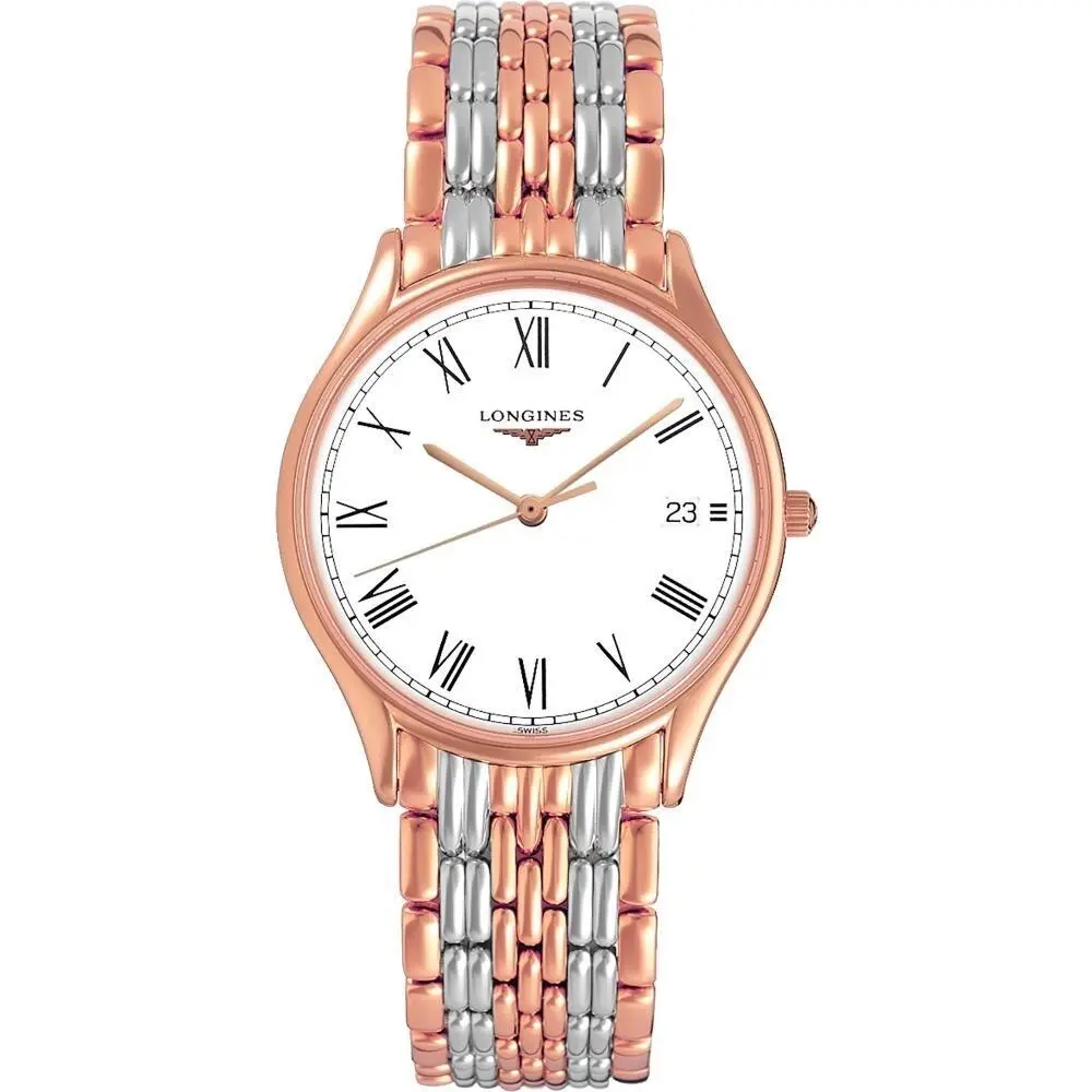 Longines Lyre Quartz Two Tone 35mm Women Watch L4.759.1.11.7 - Dial: White, Band: Two-tone (Silver-tone and Rose Gold PVD)