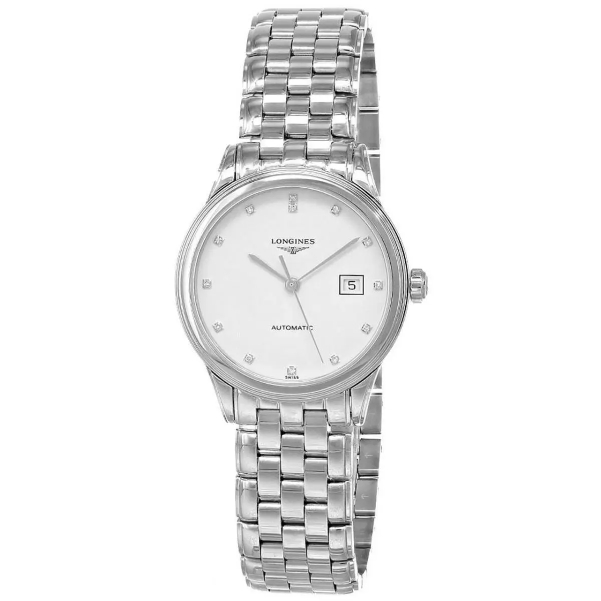 Longines Flagship Automatic White Diamond Dial Womens Watch - L4.374.4.27.6