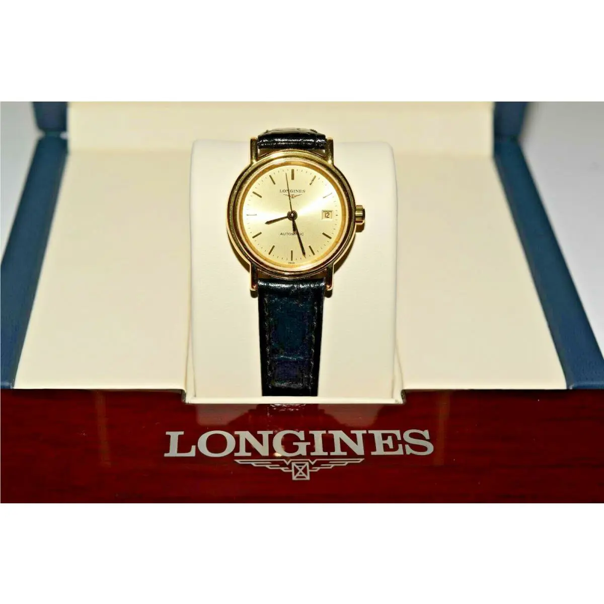 Longines Presence Women`s Automatic Black Leather YG SS L43212322 Watch