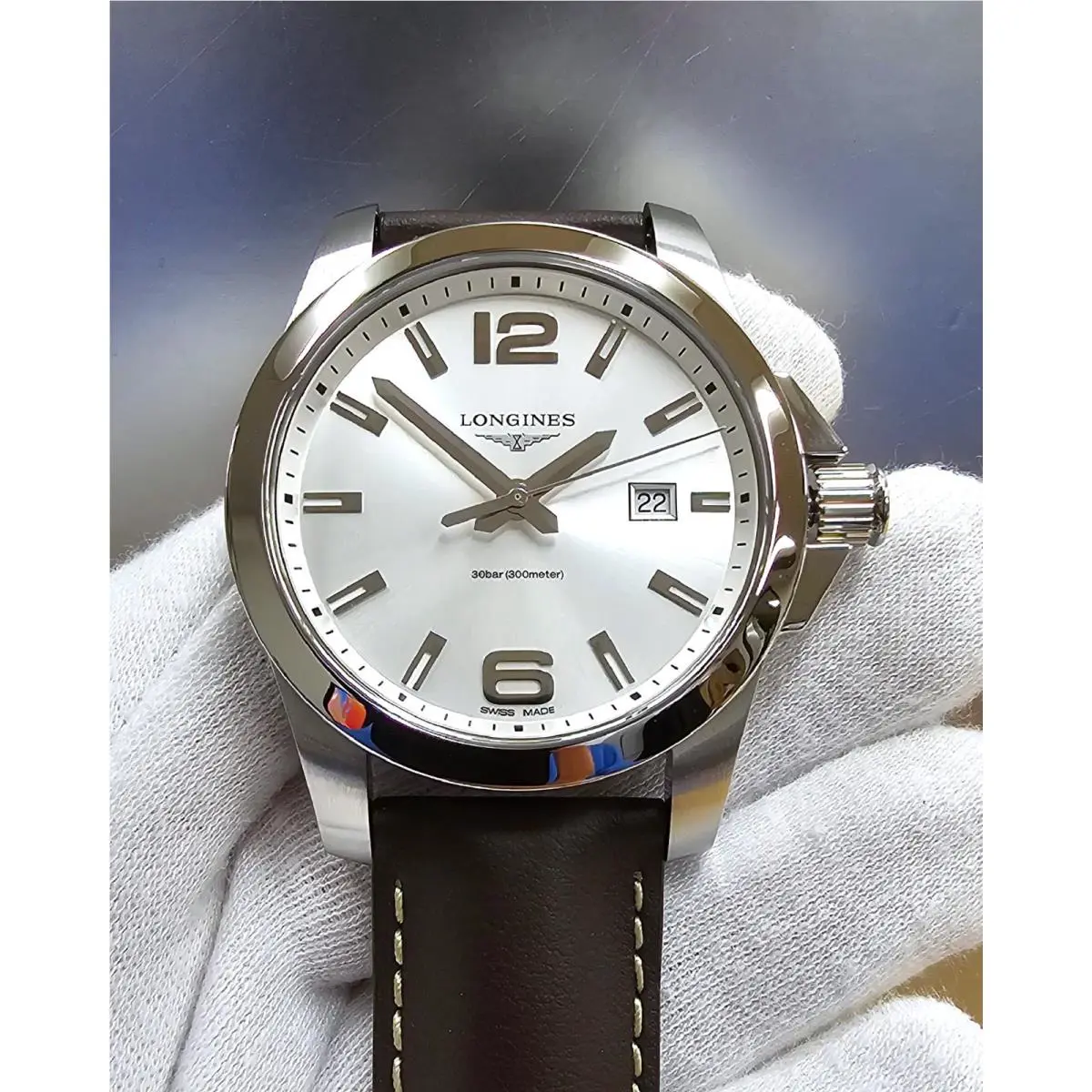 Longines Conquest 43mm Brown Leather Band Mens Watch L3.760.4.76.5
