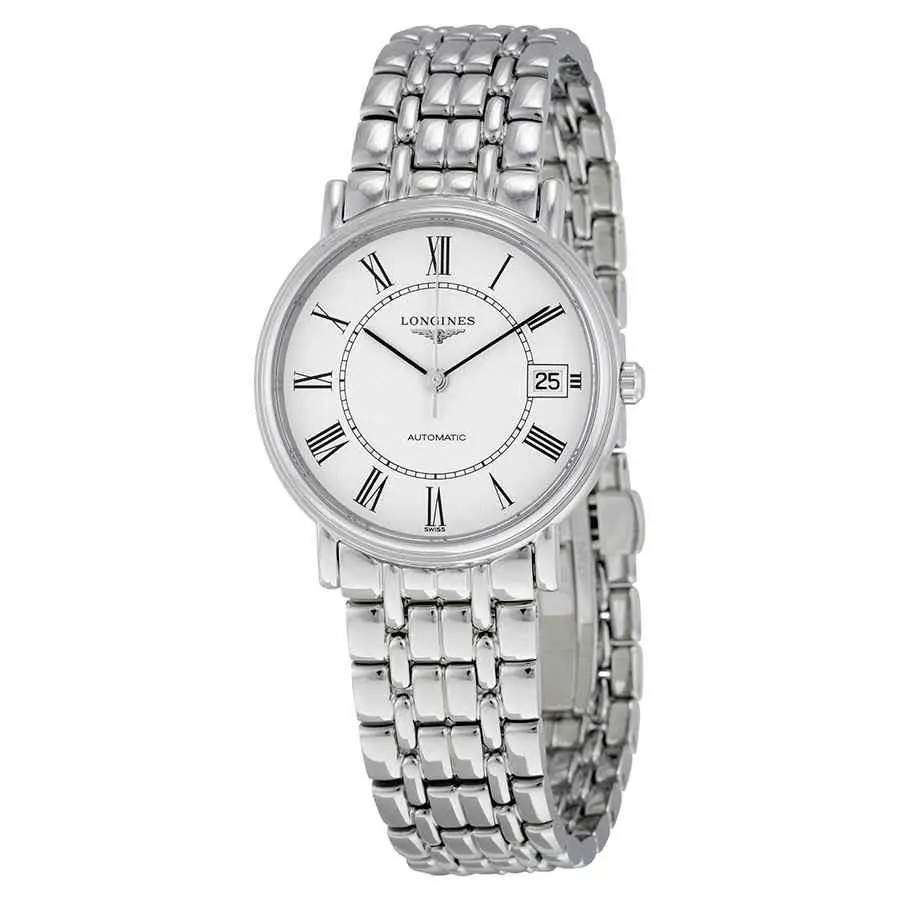 Longines Presence Automatic White Dial Men`s Watch L4.821.4.11.6 - Black / White, Dial: White, Band: Silver