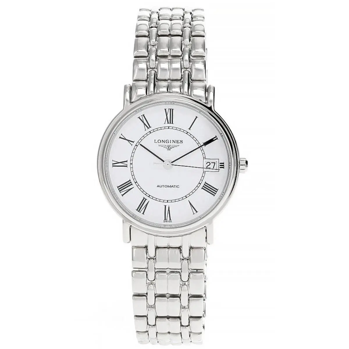 Longines Presence 35MM Auto Stainless Steel Men`s Watch L4.821.4.11.6 - Dial: White, Band: Silver, Bezel: Silver