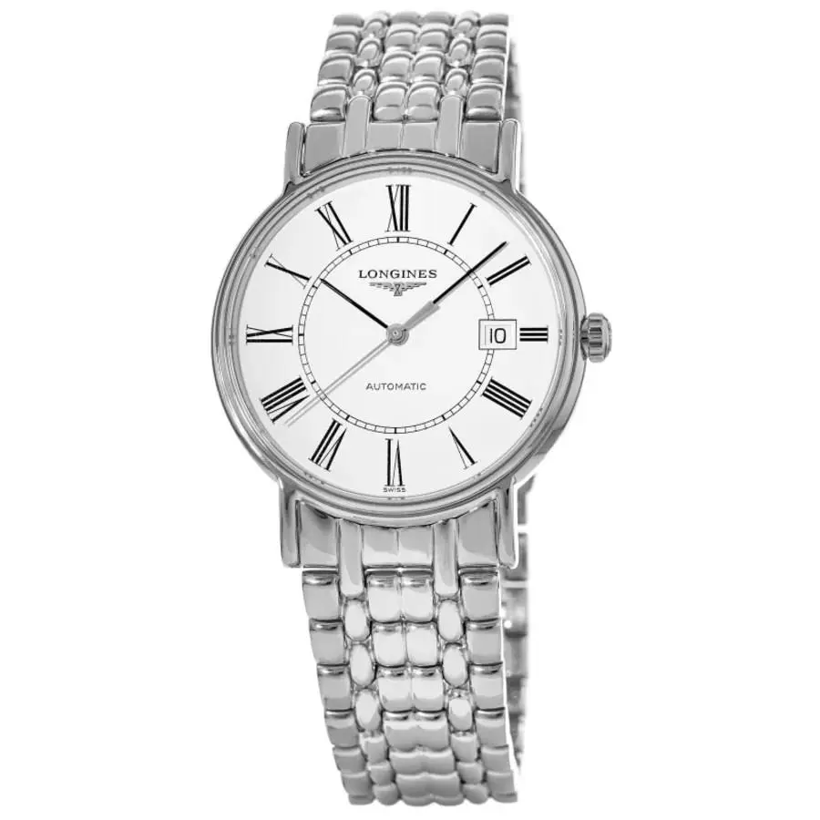 Longines Presence Automatic White Dial Steel Unisex Watch L4.821.4.11.6 - Face: White, Dial: White, Band: Silver