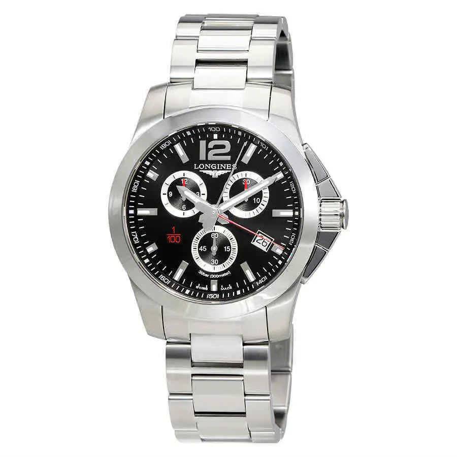 Conquest Chronograph Steel Date Divers Quartz Mens Watch L3.800.4.56.6 by Longines