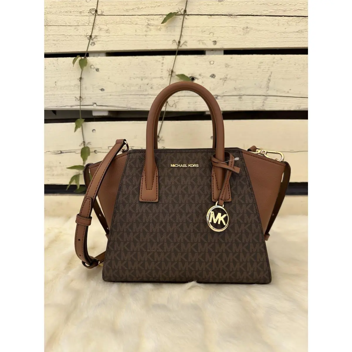Michael Kors Avril Small Satchel Bag Handbag Purse Shoulder Crossbody + Wallet