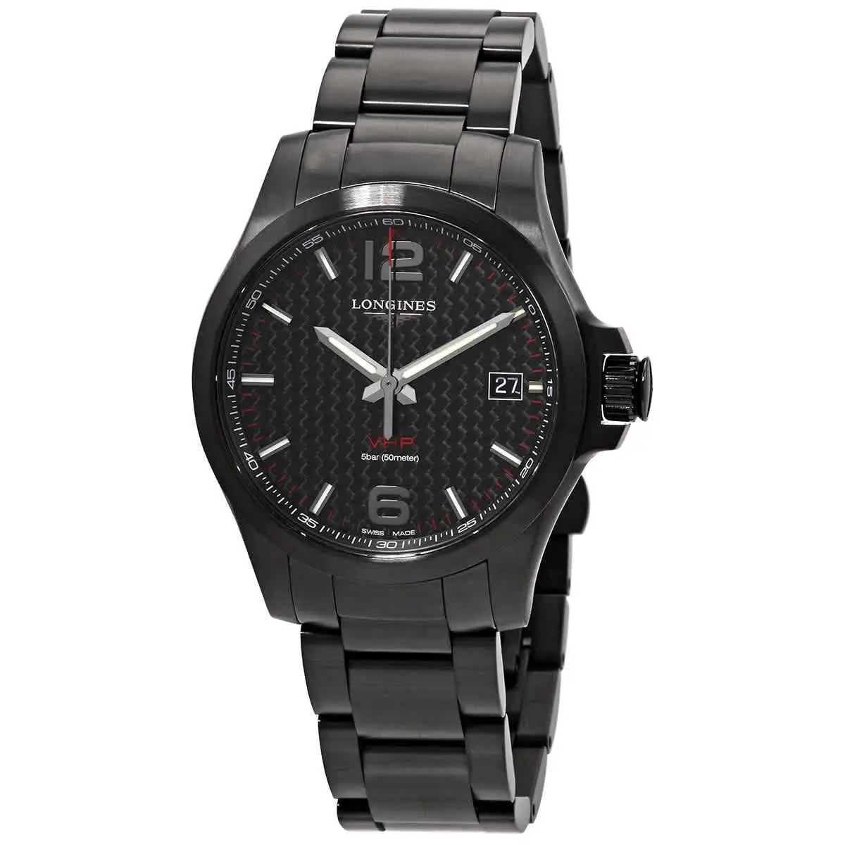 Longines Conquest V.h.p. Quartz Men`s Watch L3.716.2.66.6 - Dial: Black, Band: Black, Bezel: Black