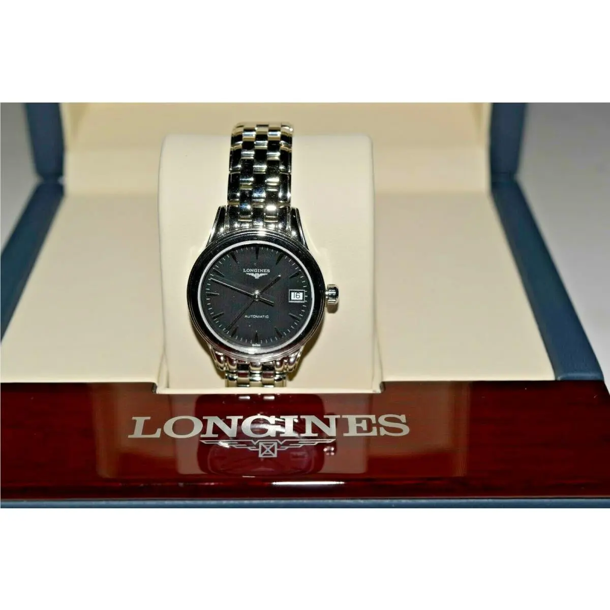 Longines Flagship Women`s Automatic SS Black Dial L42744526 Watch - Dial: Black, Band: Silver