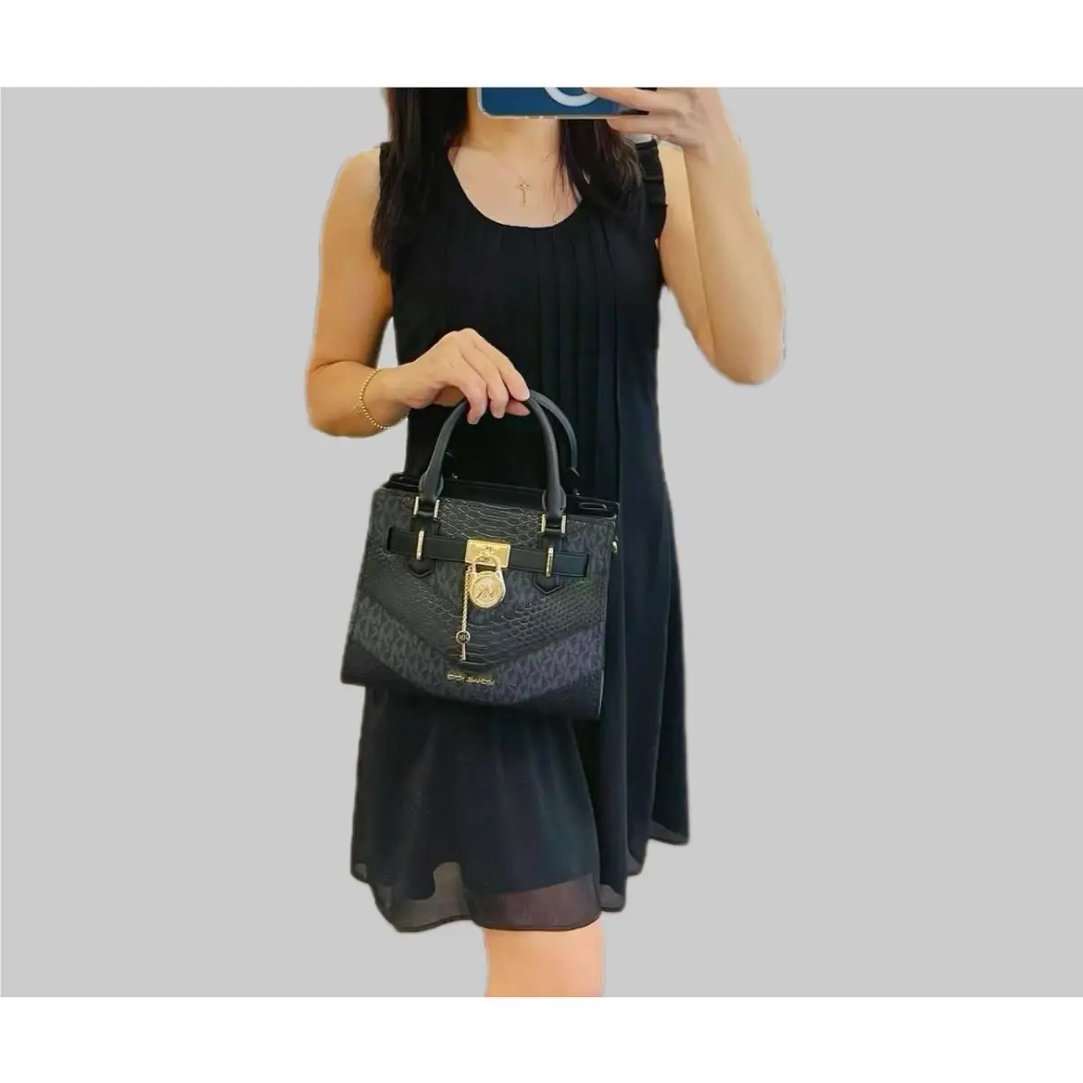 Michael Kors Hamilton Small Women Satchel Handbag Crossbody Bag in Black Multi
