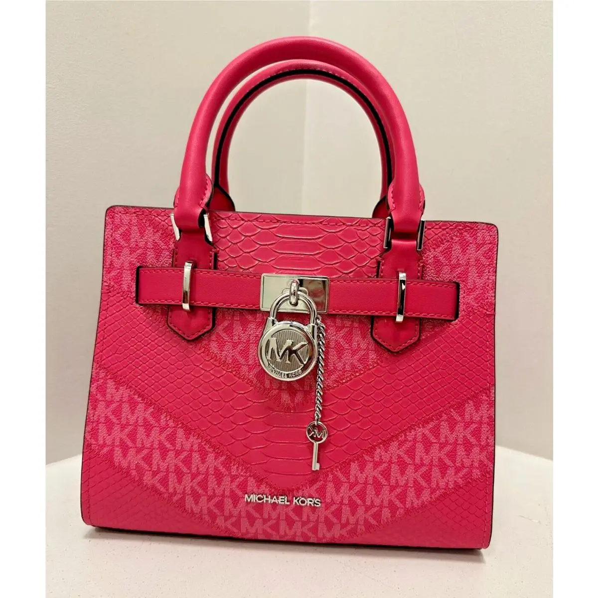 Hamilton Small Women Satchel Handbag Crossbody Bag in Electric Pink by Michael Kors