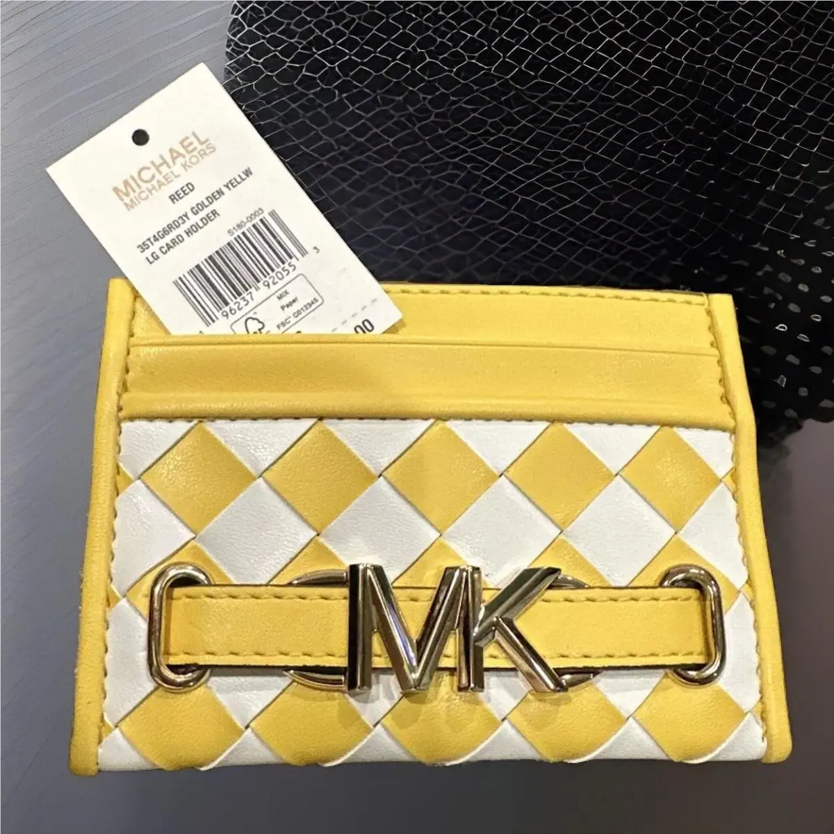 Michael Kors Reed LG MK Logo Credit Card Holder Wallet-golden Yellow 258.00