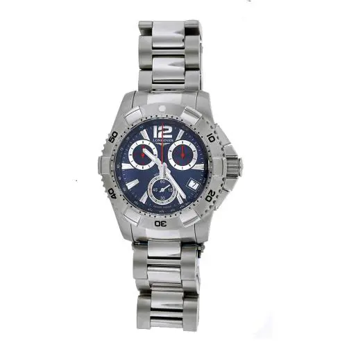 Longines Hydroconquest Quartz Chronograph 41mm Mens Watch Model : L3.650.4.96.6 - Dial: Blue, Silver, Band: stainless steel