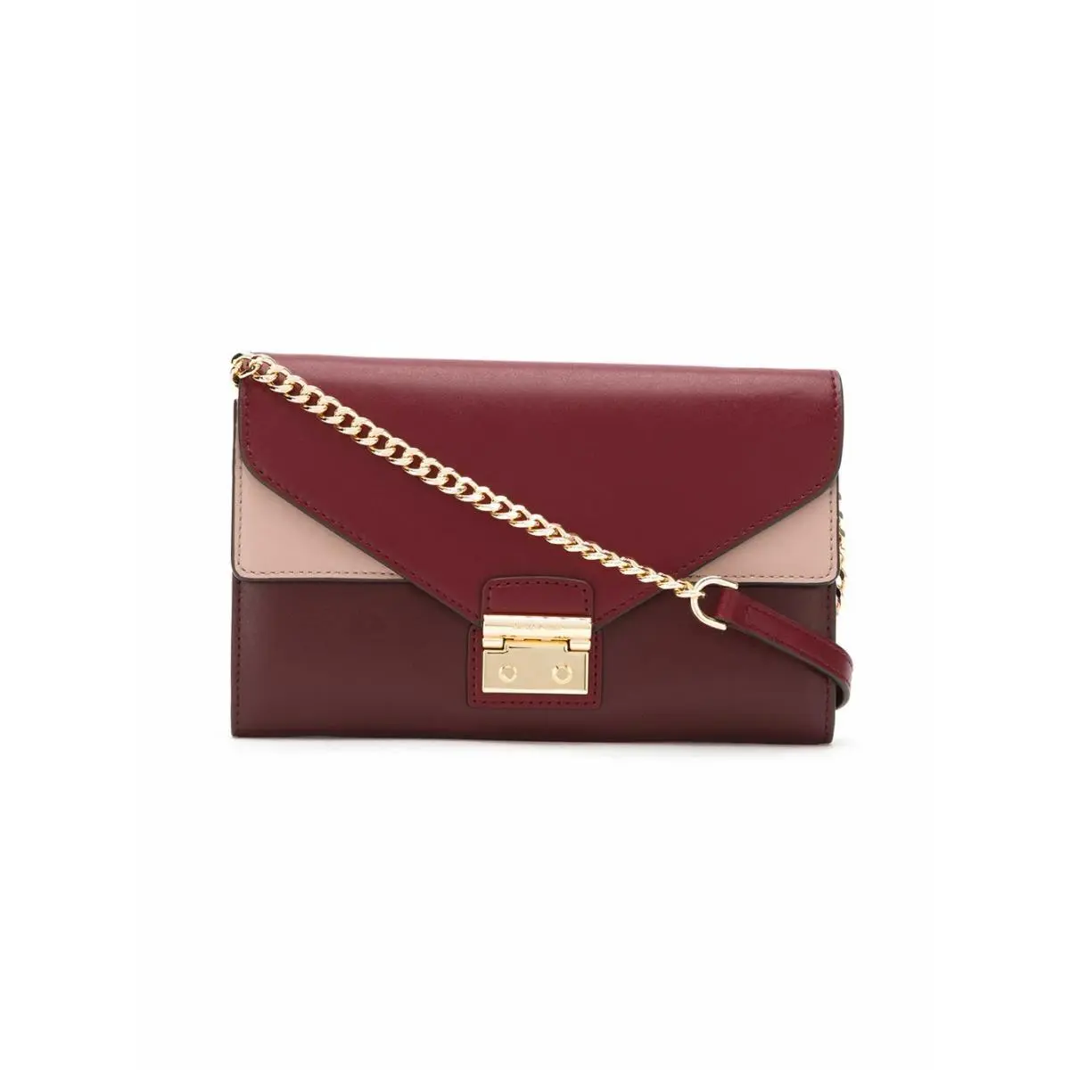 Michael Kors Sloan Convertible Cross-body Wallet on Chain Oxblood Multi Leather