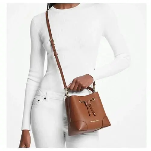 Michael Kors Mercer Pink Leather Bucket Bag 35R3GM9M1L Powder Blush