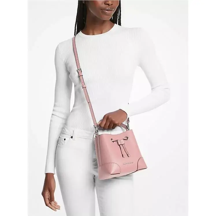 Mercer Pink Leather Bucket Bag 35R3GM9M1L Powder Blush by Michael Kors