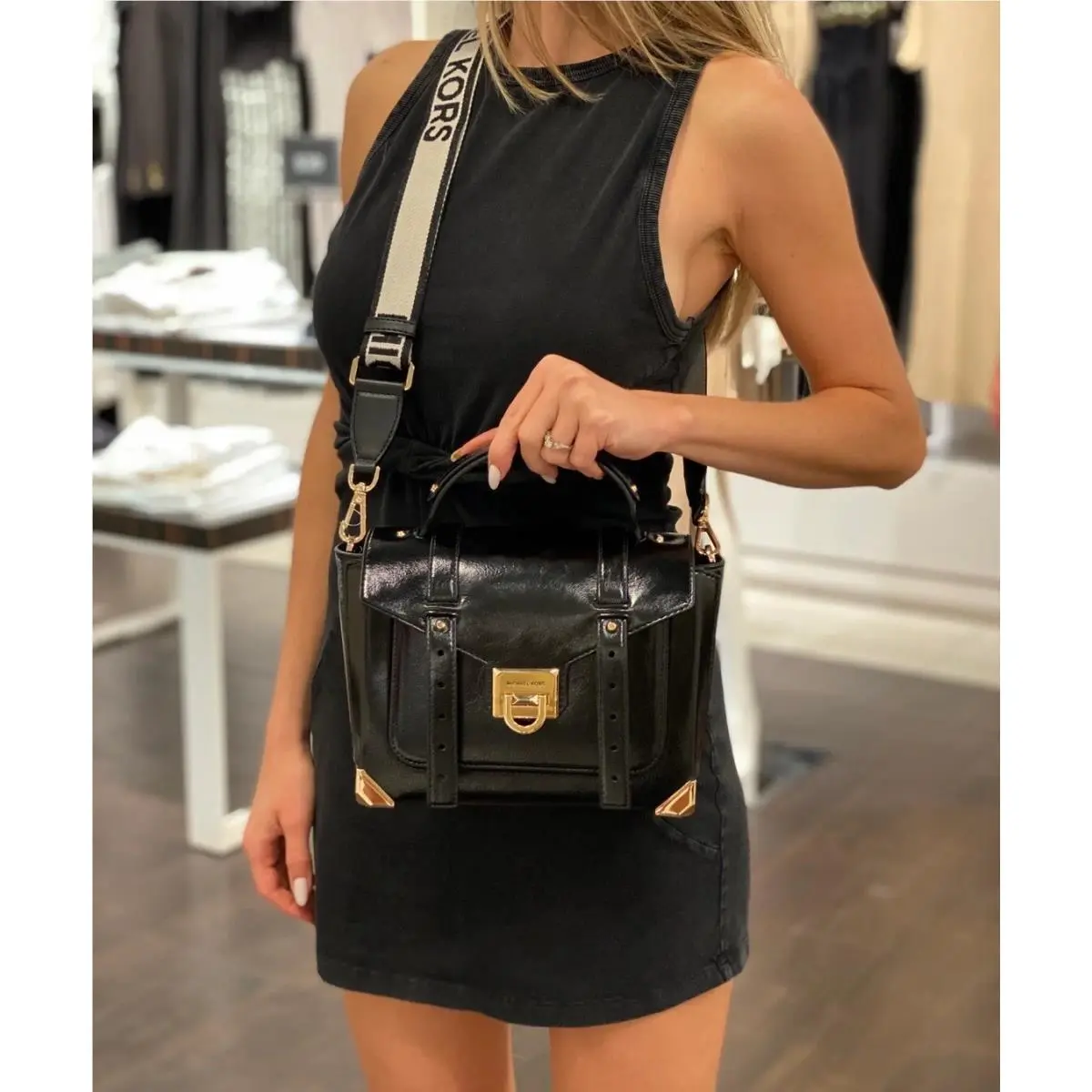 Michael Kors Manhattan Medium Satchel Shoulder Crossbody Bag