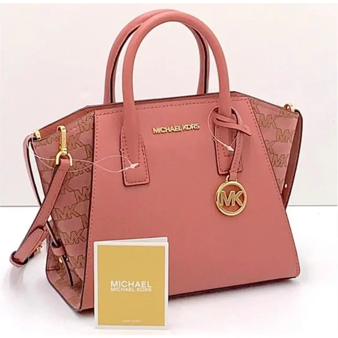 Michael Kors Avril Small Top Zip Satchel Shoulder Crossbody Bag MK Pink Rose