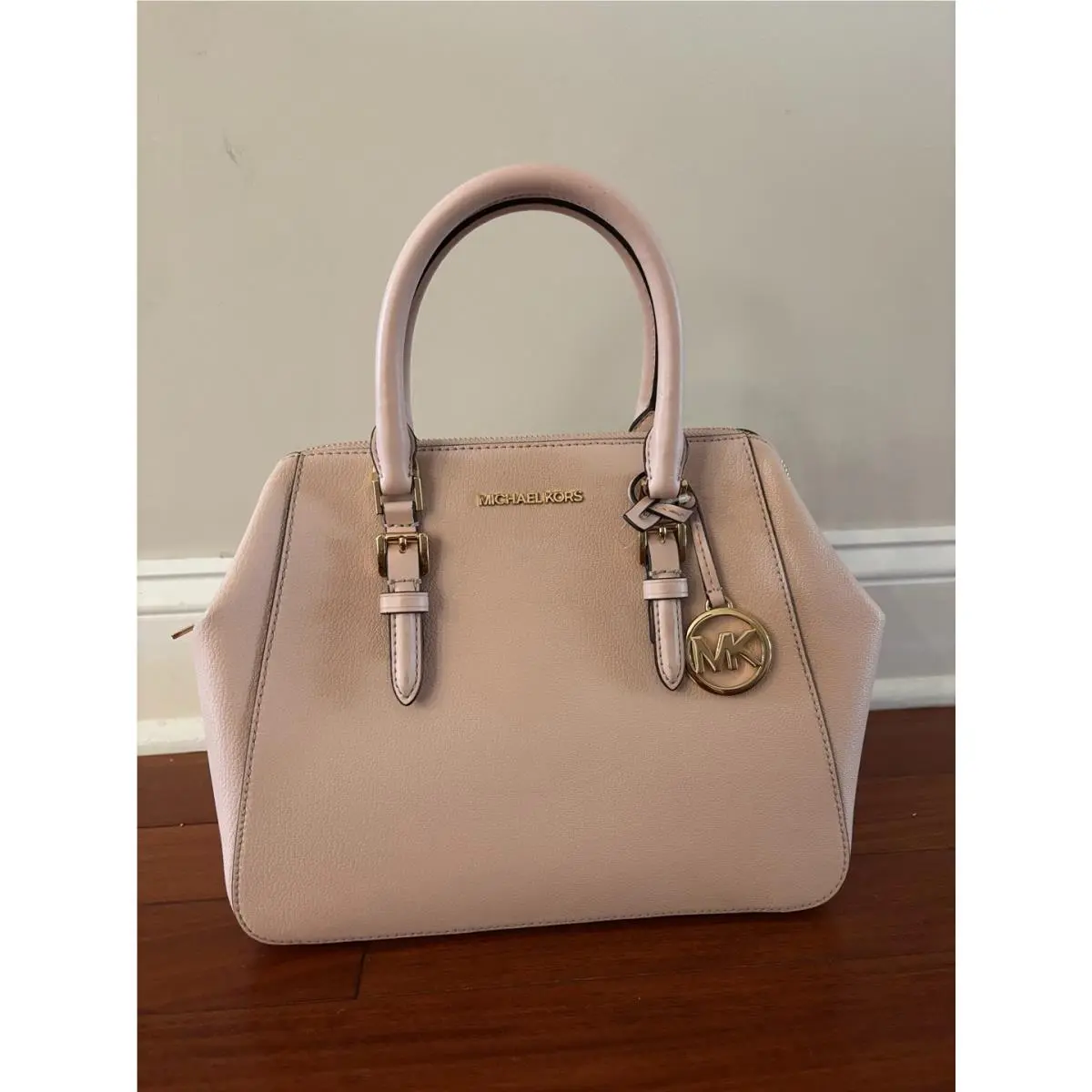 Charlotte Large Satchel Pebble Leather Powder Blush by Michael Kors