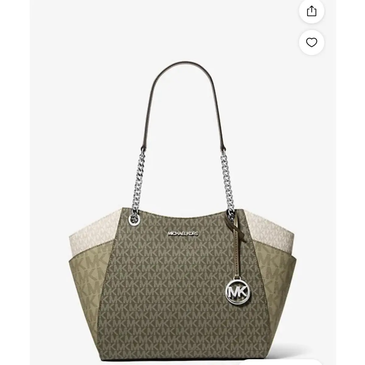 Michael Kors Jet Set Travel L Shoulder Chain Tote Bag MK Color-block Olive Multi