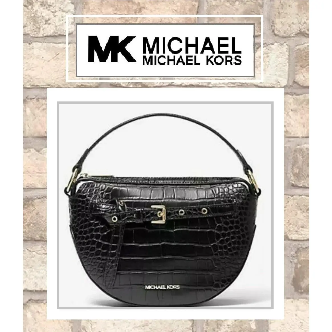 Michael Kors Emilia Half Moon Small Saddle Shoulder Crossbody Bag In Black