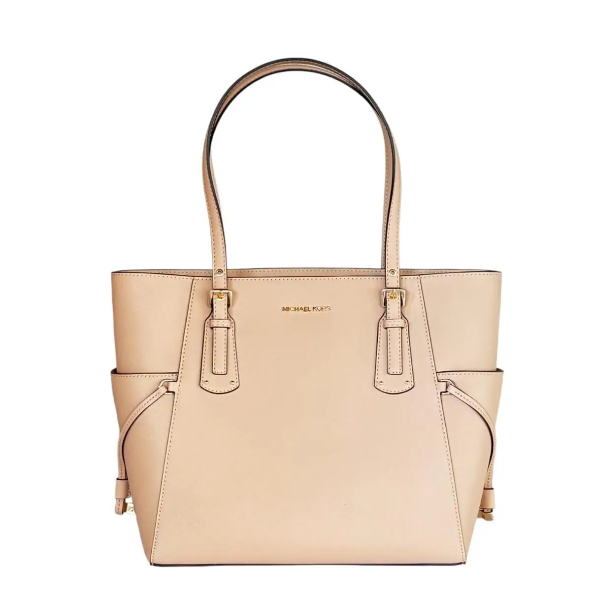 Michael Kors Voyager East West Drawstring Tote Shoulder Bag Oyster