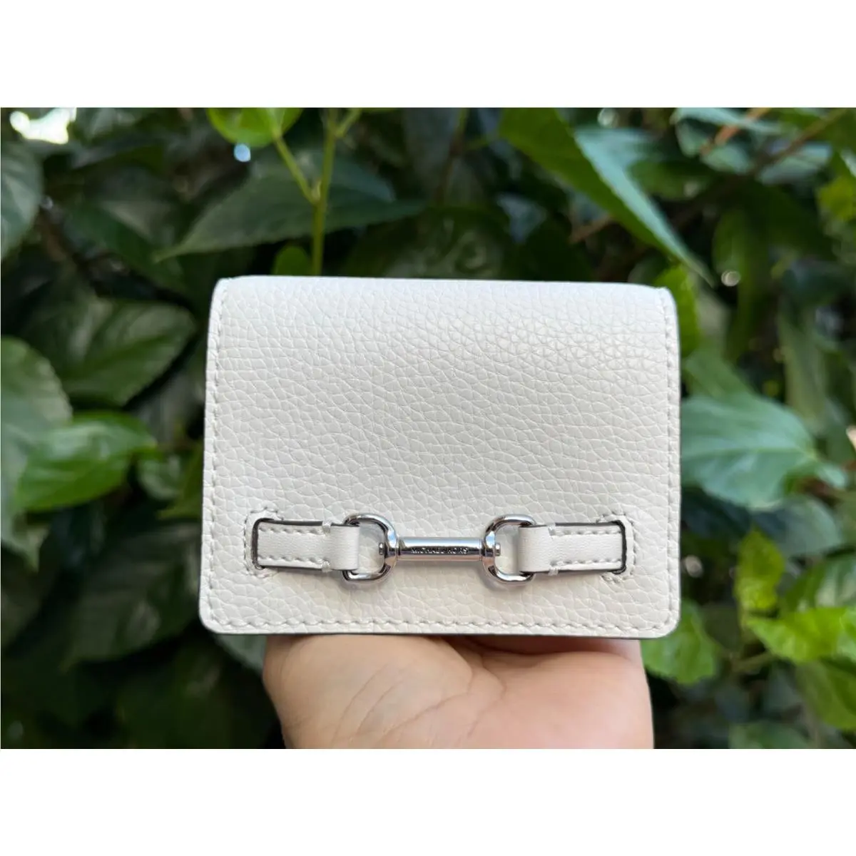 Michael Kors Carson Small Flap Leather Wallet Optic White/silver