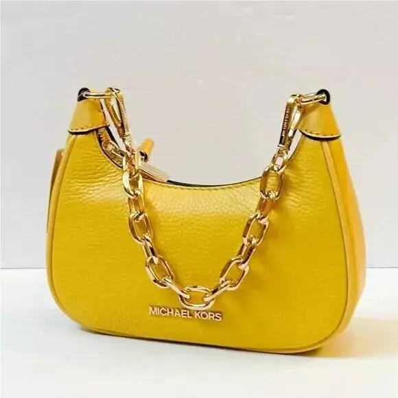 Michael Kors Cora Mini Zip Pouchette Yellow Crossbody Bag 35RG4CC5L Retail