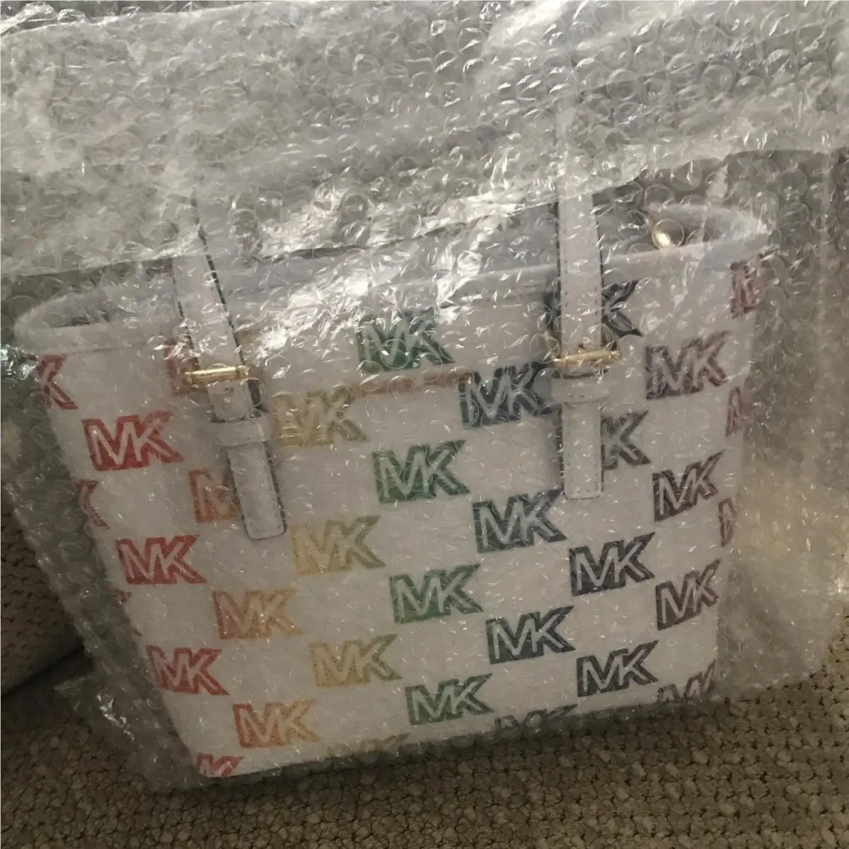 Michael Kors Jet Set Travel XS Tote Shoulder Bag MK White Multi Limited Edition