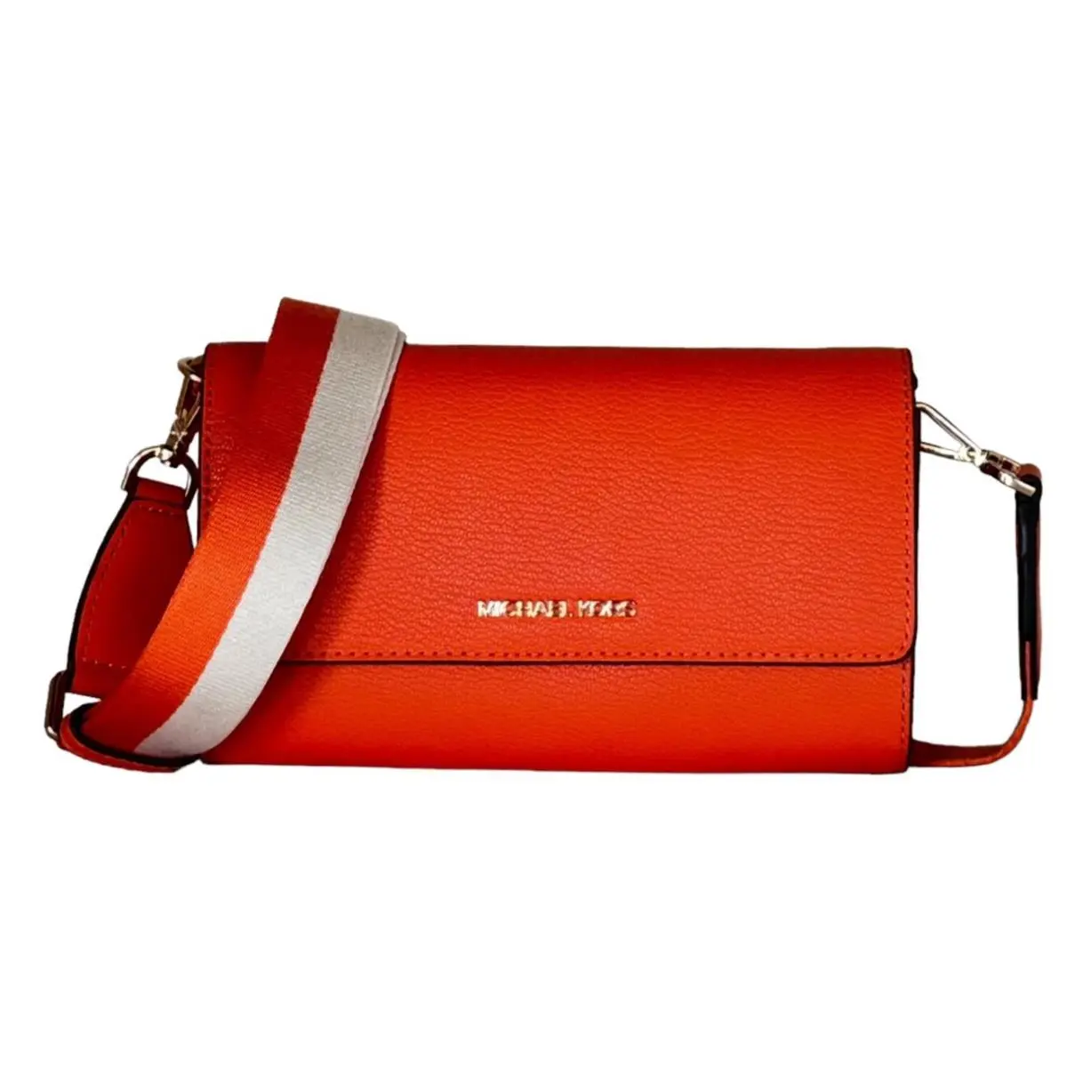 Michael Kors Jet Set Item Large Zip Around Wallet Crossbody Bag Poppy