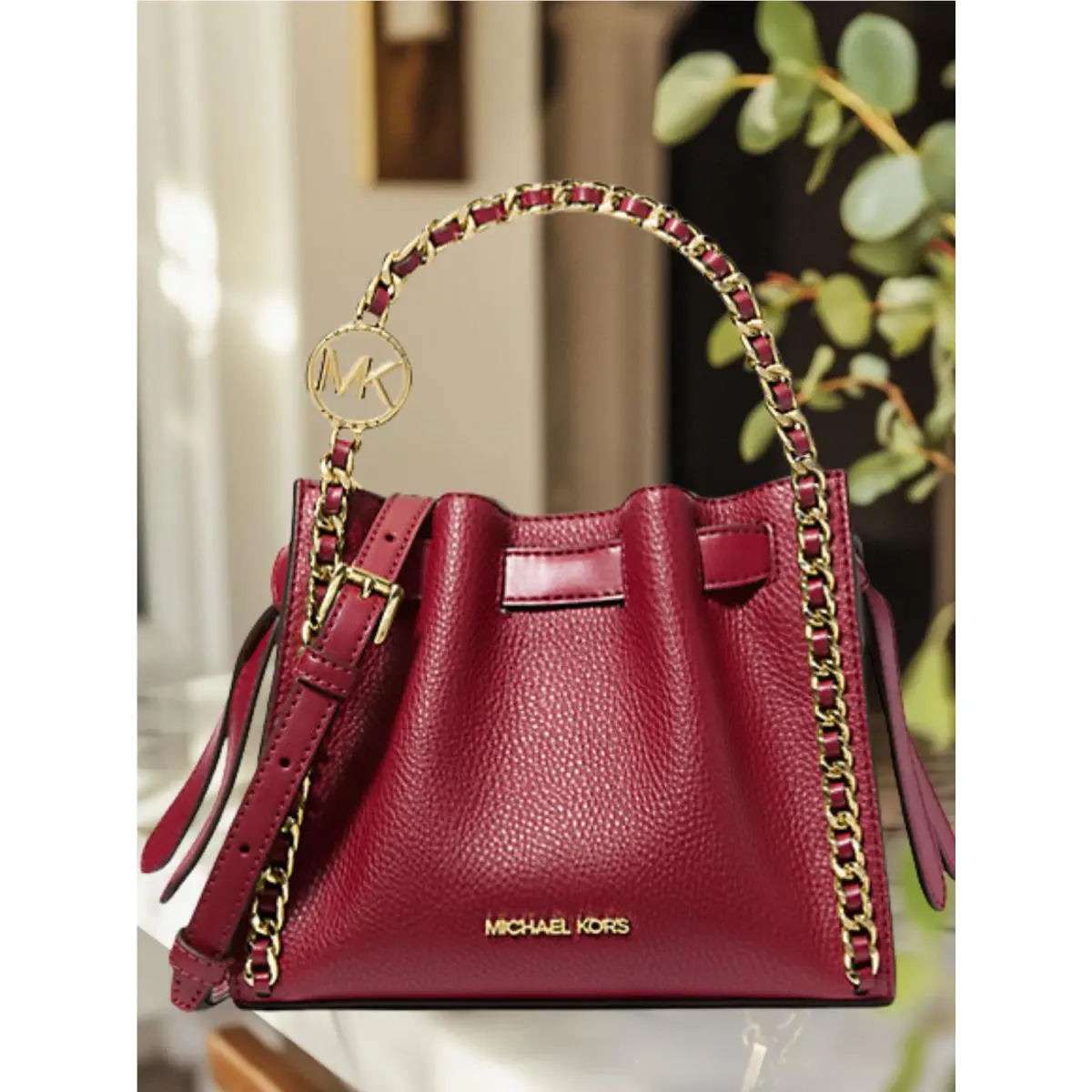 Michael Kors Mina Small Crossbody Bag Messenger Handbag Purse Shoulder Cherry MK