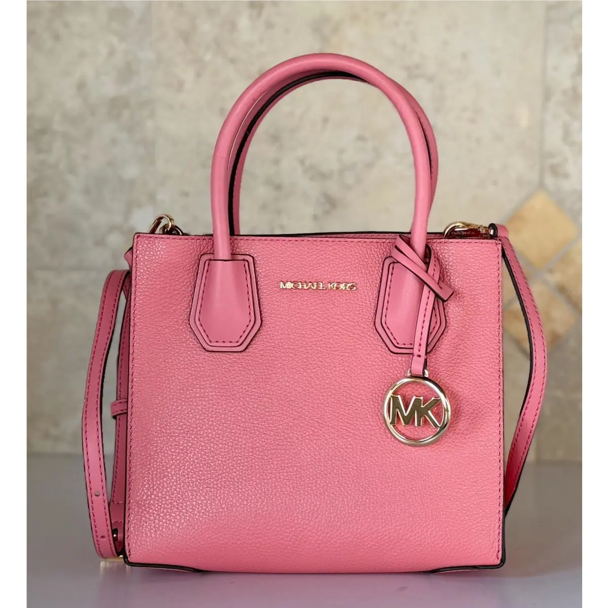 Michael Kors Mercer Medium Satchel Shoulder Crossbody Bag Tea Rose