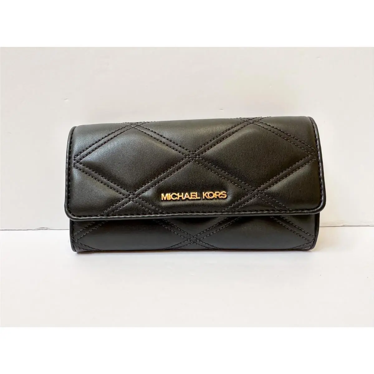 Jet Set Travel LG Trifold Quilted Soft Leather Wallet Black by Michael Kors