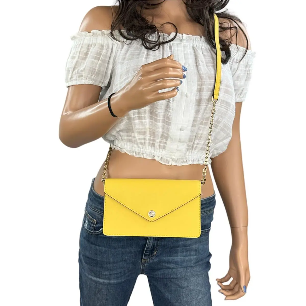 Michael Kors Jet Set Travel Small Flap Pocket Envelope Crossbody Bag Daffodil