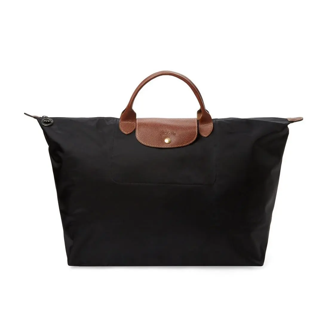 Longchamp Le Pliage 18 Type L Weekender Travel Tote Black Navy Orange Green