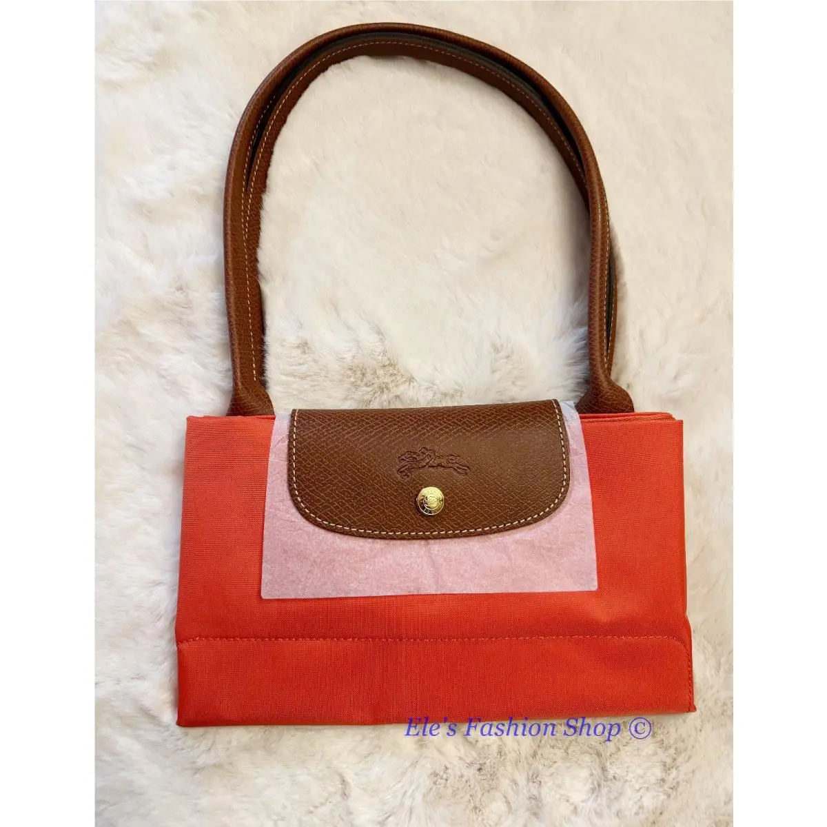 Longchamp  bag  - Longchamp Le Pliage - Pliage - Blush, Handle/Strap: Brown, Hardware: Gold