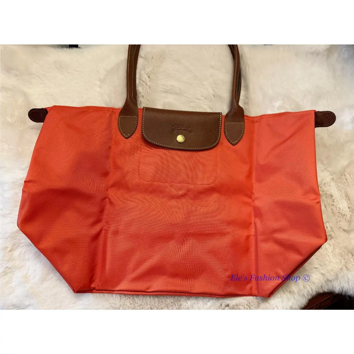 Longchamp  bag  - Longchamp Le Pliage - Pliage - Blush, Handle/Strap: Brown, Hardware: Gold