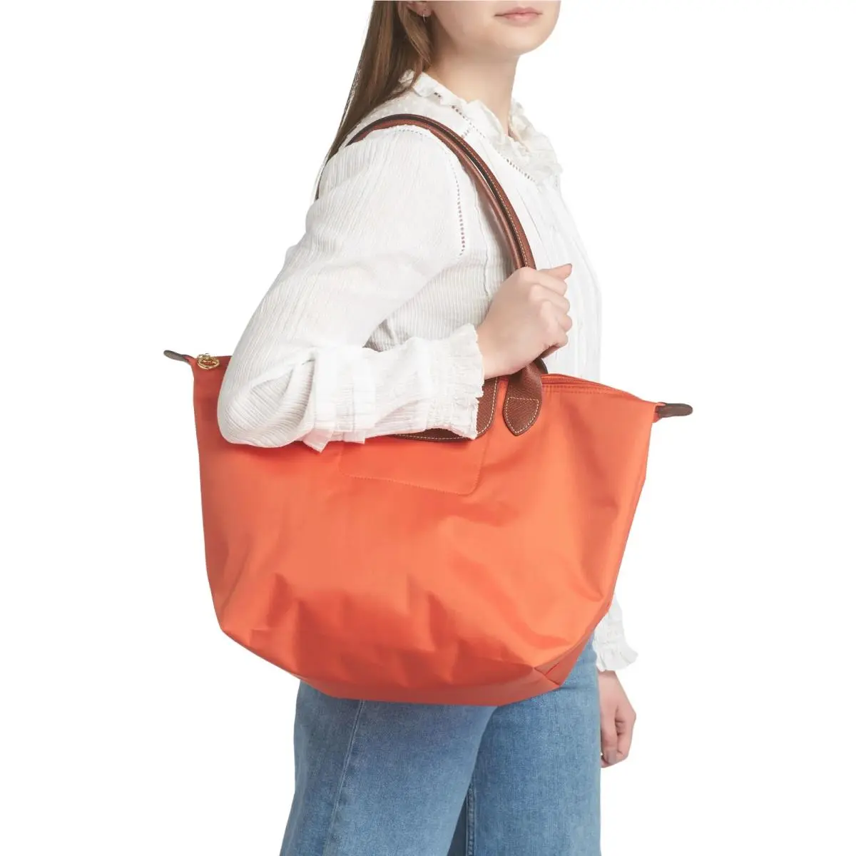 Longchamp  bag  - Longchamp Le Pliage - Pliage - Blush, Handle/Strap: Brown, Hardware: Gold