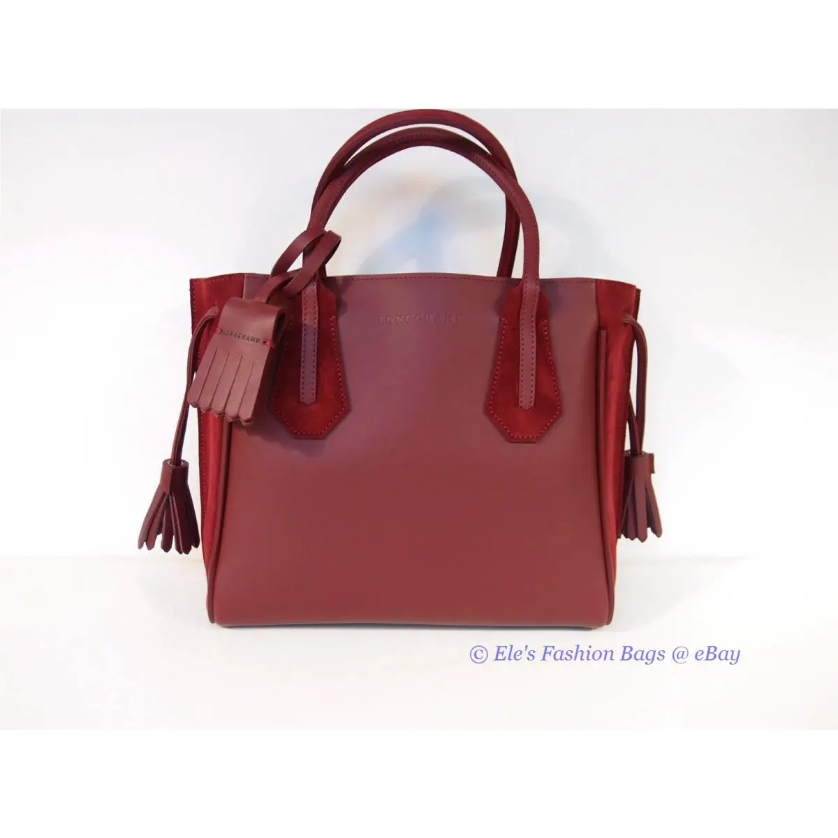 Penelope Leather Satchel Tote Bordeaux Wine Red by Longchamp