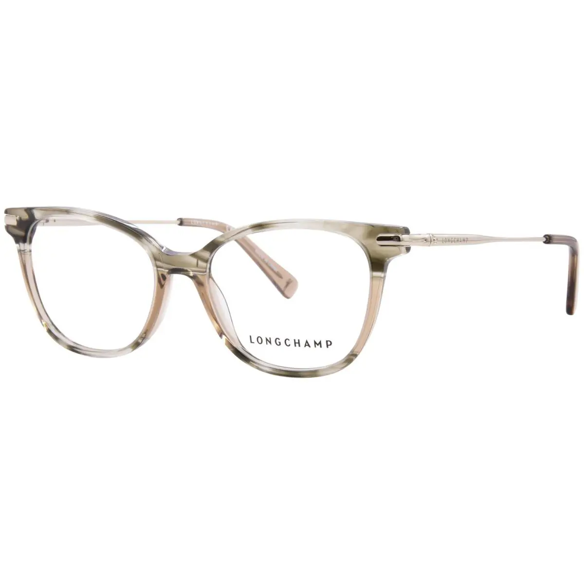 Longchamp LO2735 308 Eyeglasses Women`s Striped Green Full Rim Cat Eye 51mm