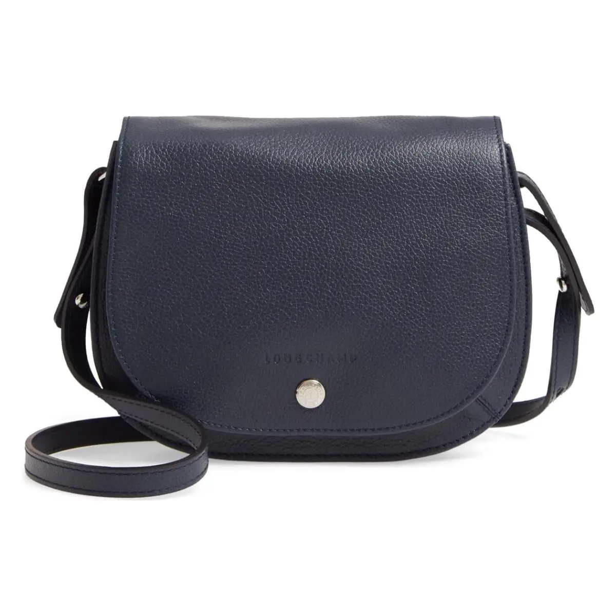 Le Foulonne Leather Crossbody Bag Navy Blue by Longchamp