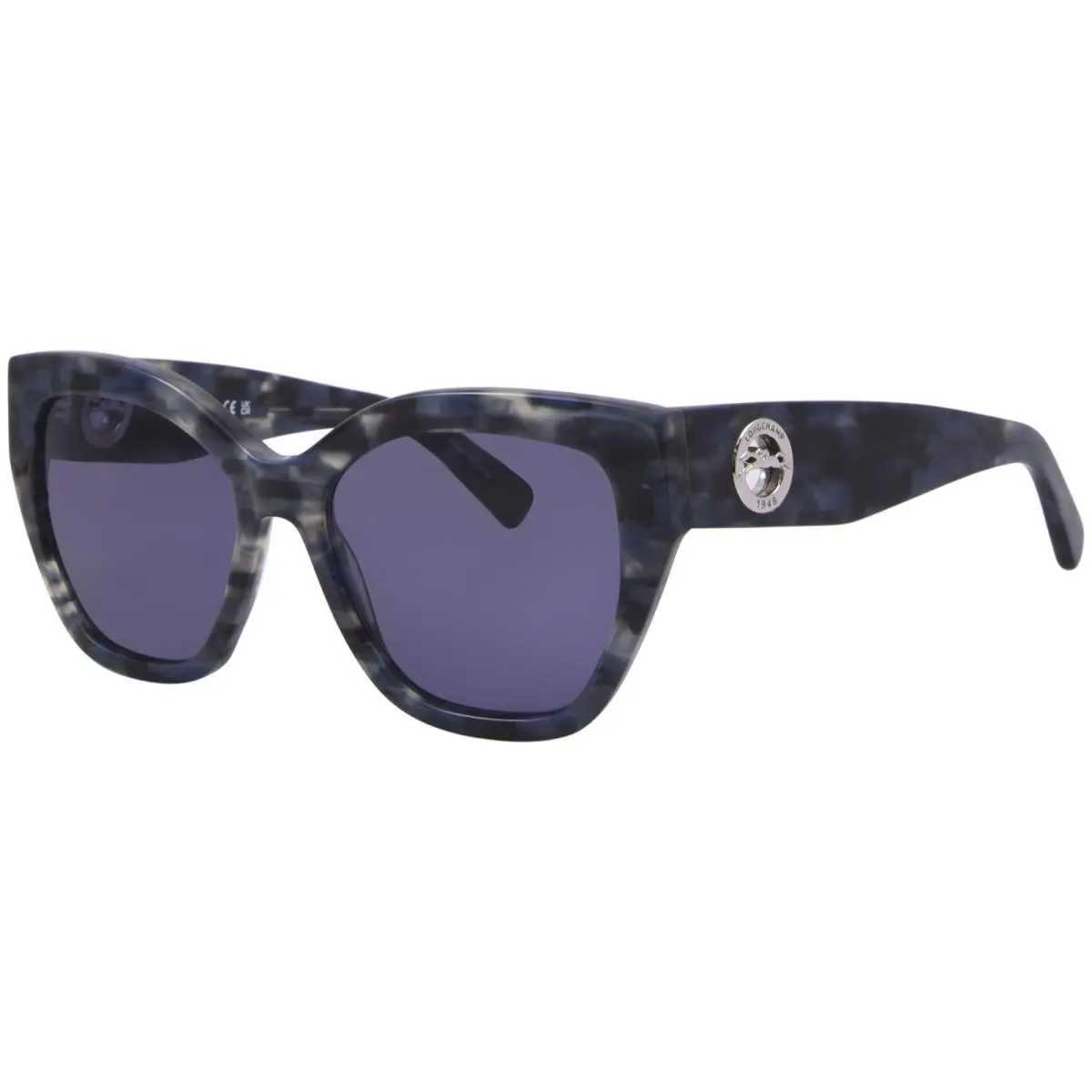 LO741S 406 Sunglasses Women`s Textured Blue/solid Blue Cat Eye 55mm by Longchamp