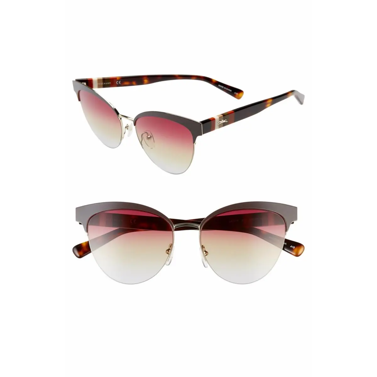 LO111S 204 Chocolate Sunglasses 55mm with Case by Longchamp