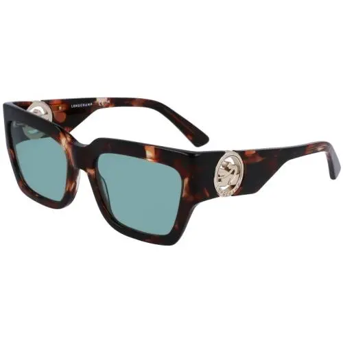 LO735S 230 Sunglasses Women`s Havana/green Rectangle Shape 55mm by Longchamp