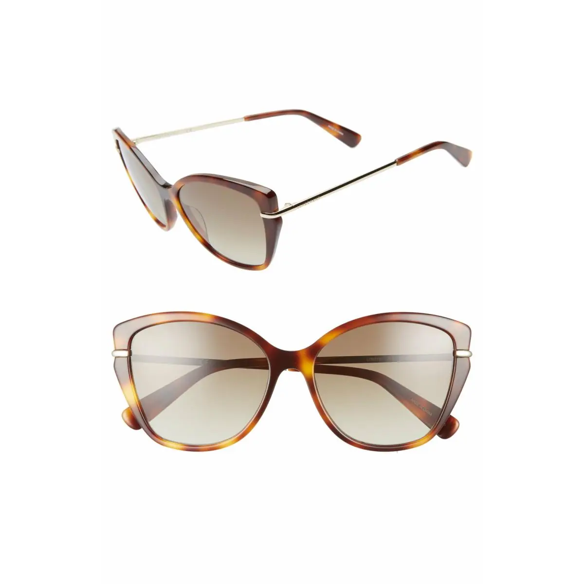 LO627S 214 Havana Gold Sunglasses 57mm with Green Lenses Case by Longchamp