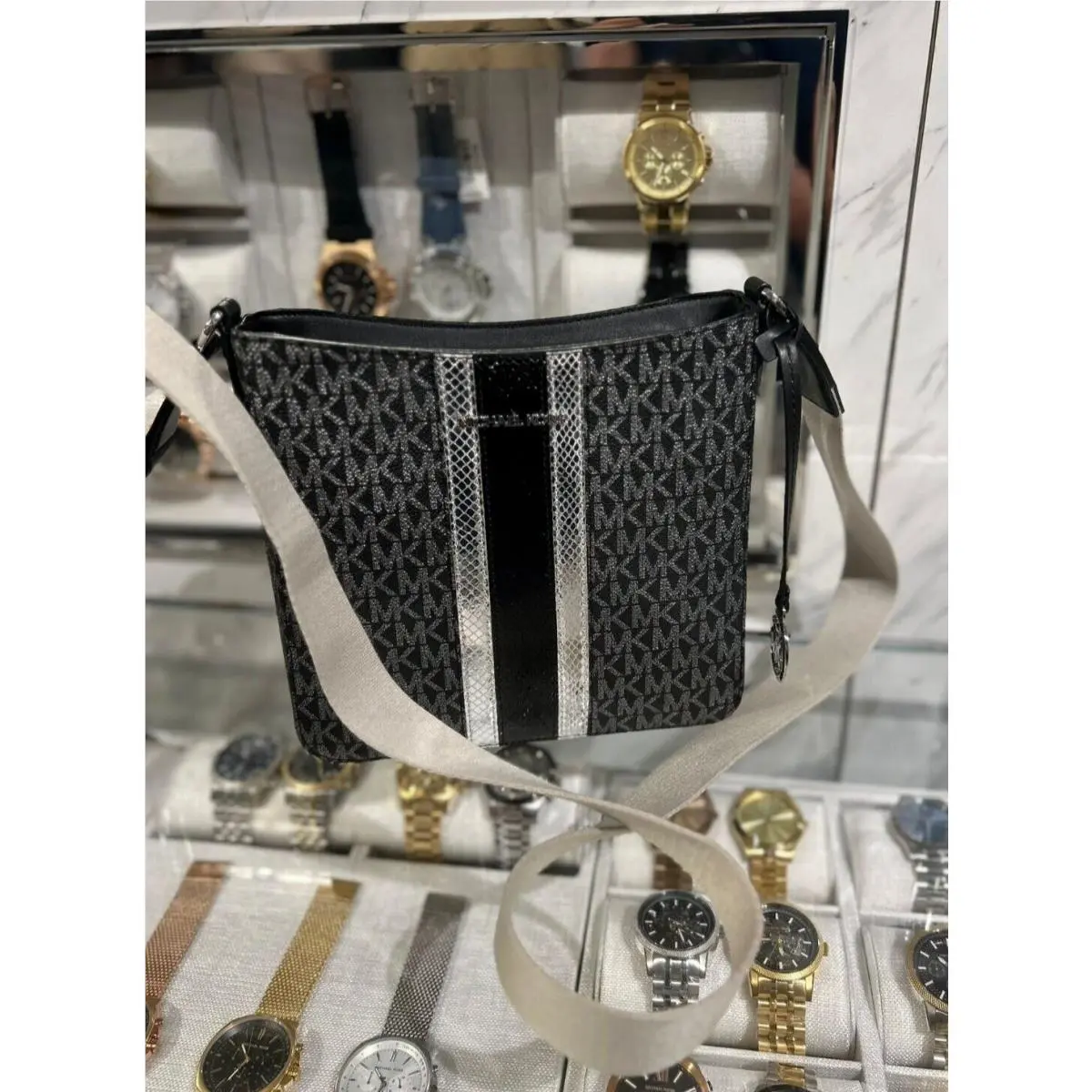 Michael Kors Jet Set Travel Small North-south Design Logo Crossbody Bag Black