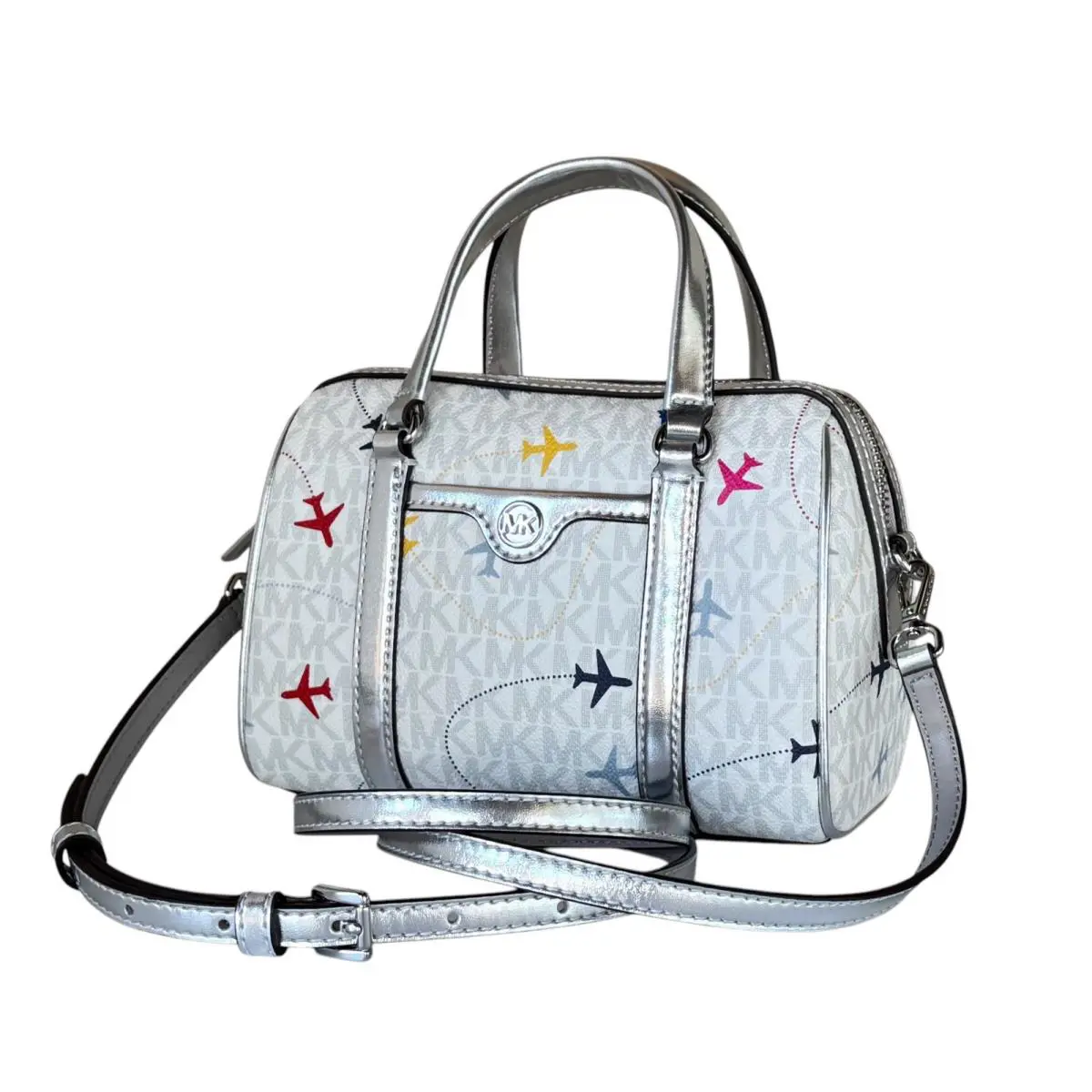 Michael Kors Travel SM Duffle Crossbody Bag MK Hot Pink Multi Limited Edition