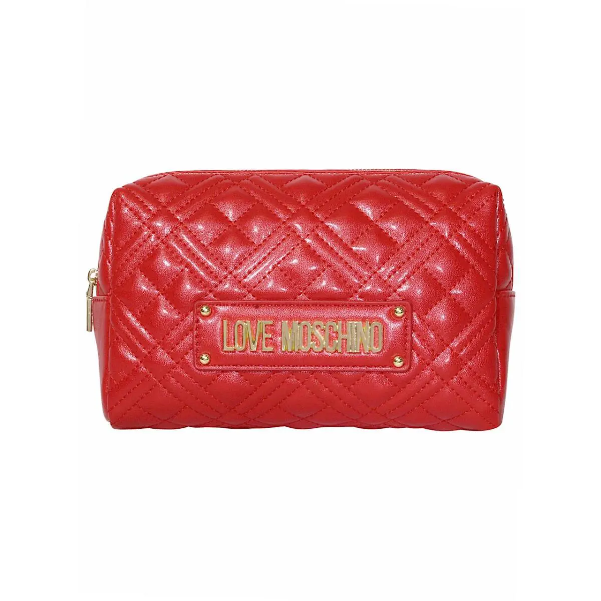 Love  Women`s Logo Plate Clutch Handbag Quilted Red by Moschino