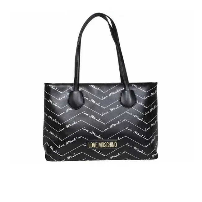 Love Moschino All-over Logo Romantic Shopper Handbag Women`s JC4243PP0BKH0 Black