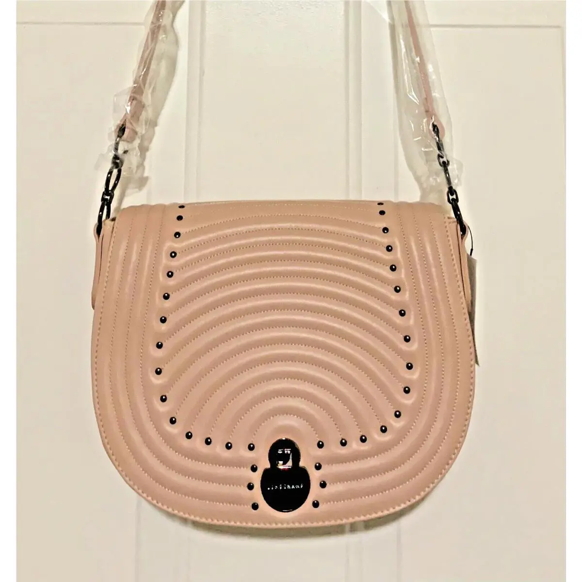 Longchamp Cavalcade Quilted Studded Leather Crossbody Antique Pink/gunmetal