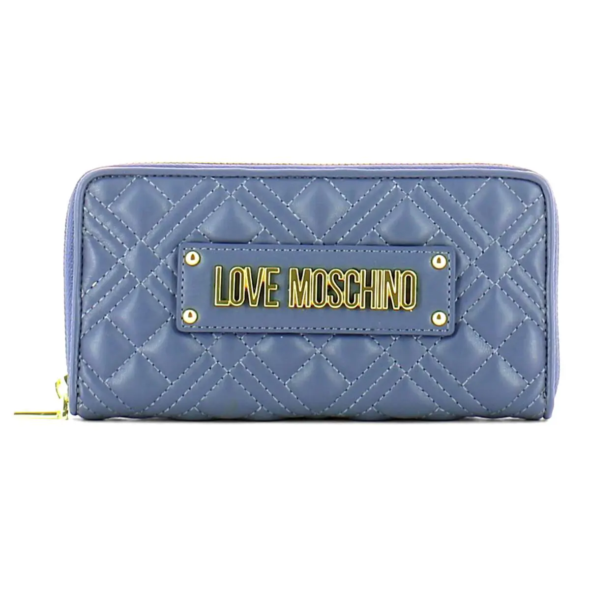 Love Moschino Classic Blue Quilted Denim Zip Around Long Wallet 0222
