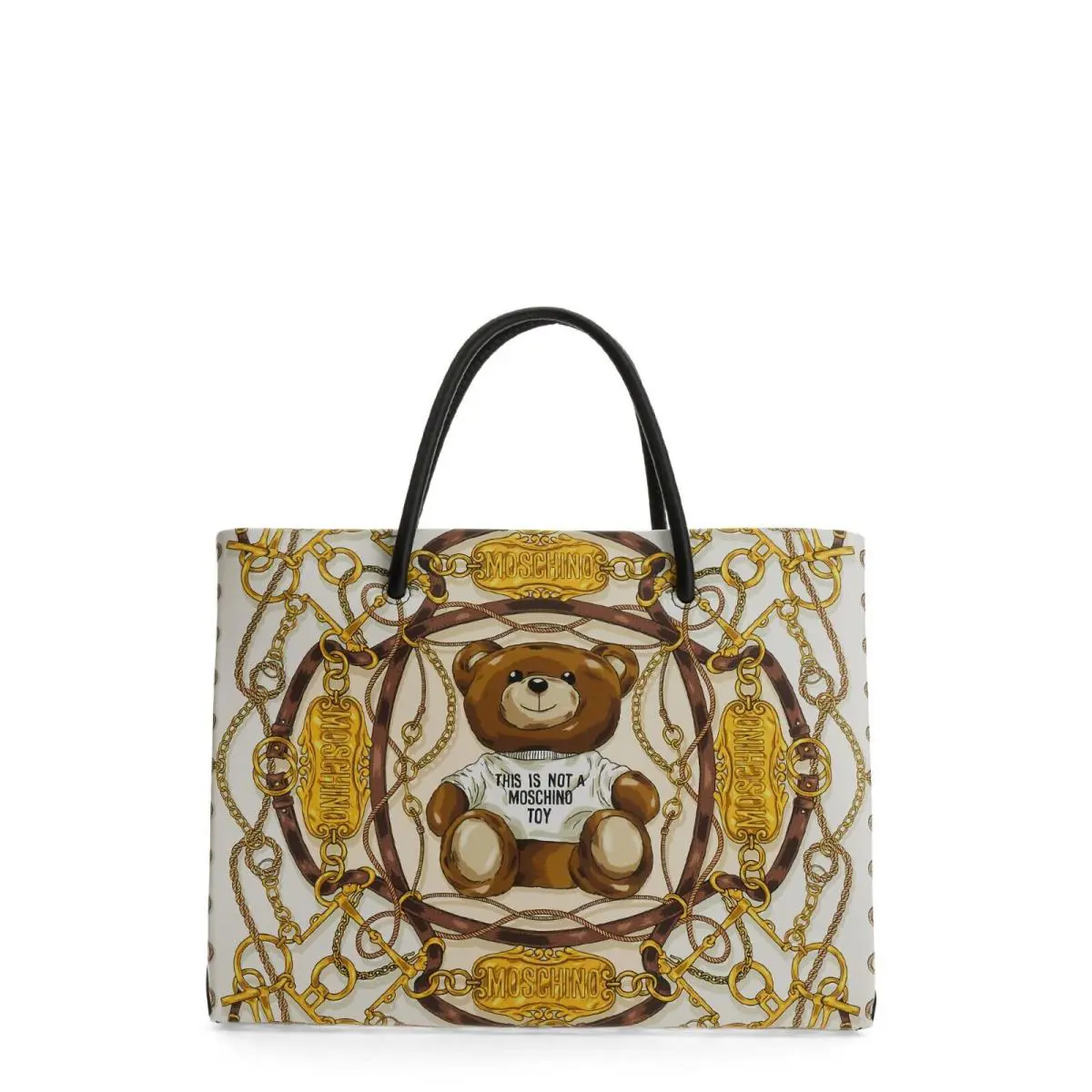 AW22 Moschino Couture Jeremy Scott Teddy Bear All Over Chains Plaque Tote Bag